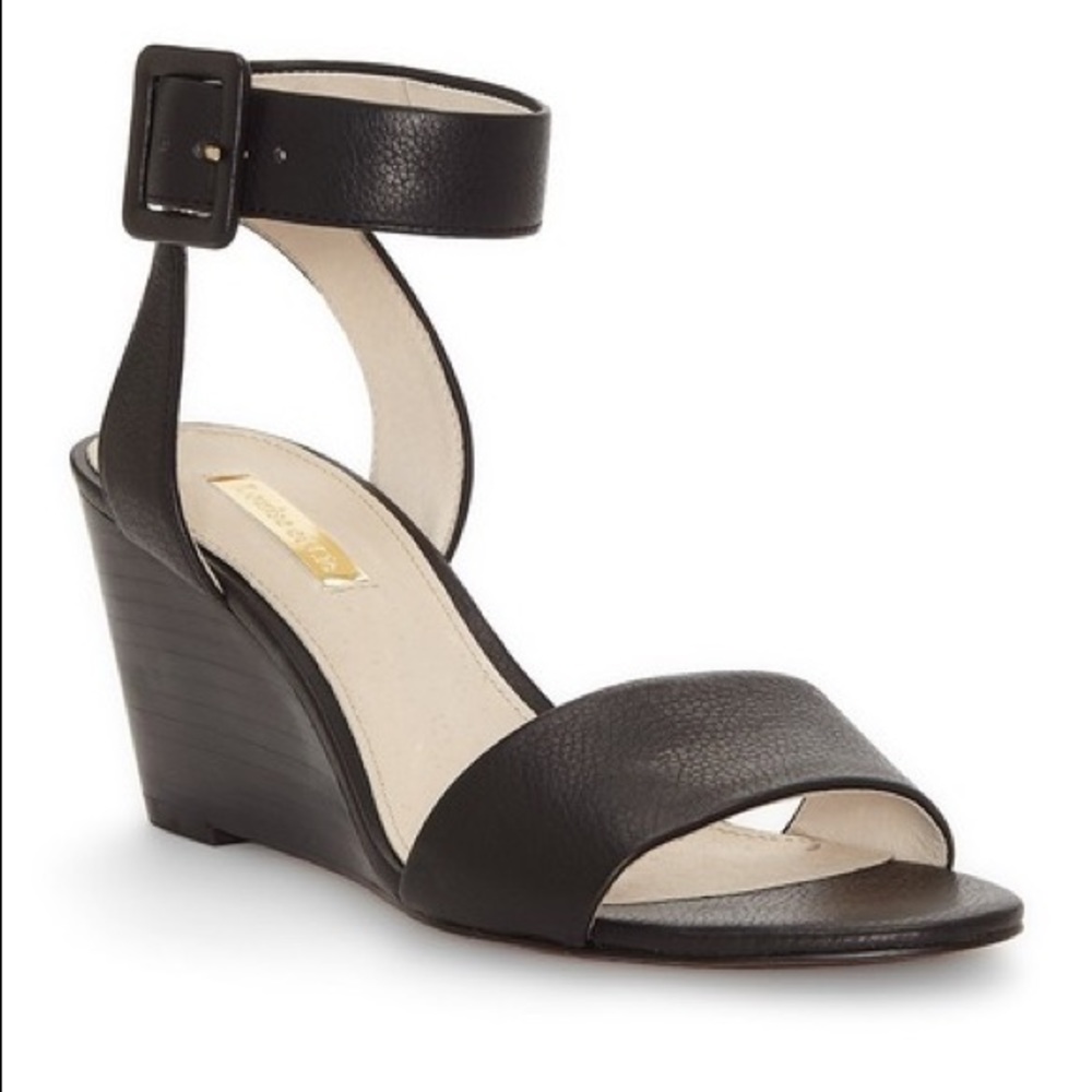 Louise et Cie Punya Wedge Heel Sandal - Black 8.5